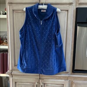 Elegant Blue Sleeveless Vest with Studded Detail